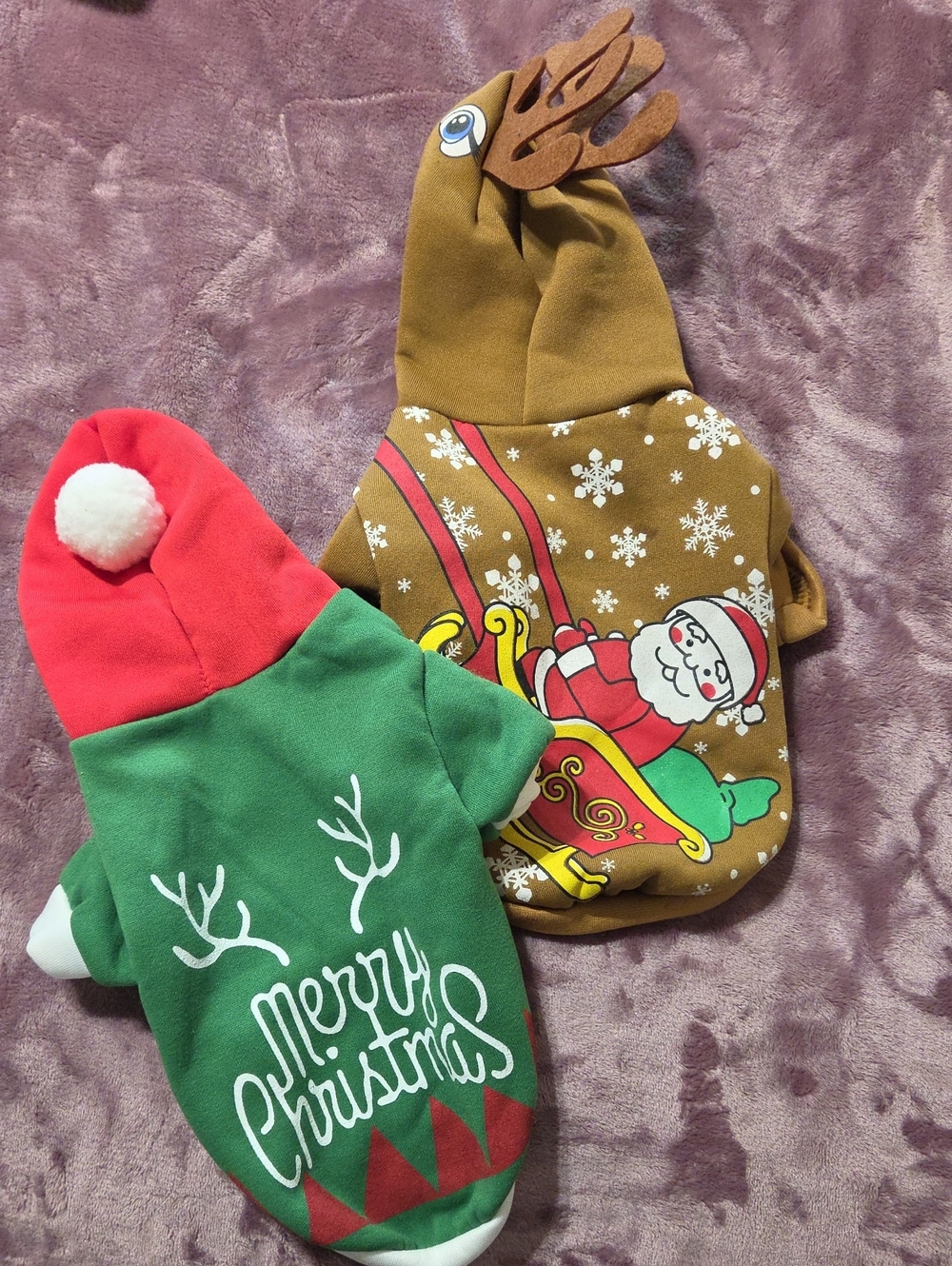 Pet Outfits Christmas Reindeer Hoodie & Santa Hoodie  Size M